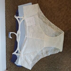 Womens Tranquil & True 3 pack Lace & Microfiber CHEEKY Panties Size 2X Cream NWT